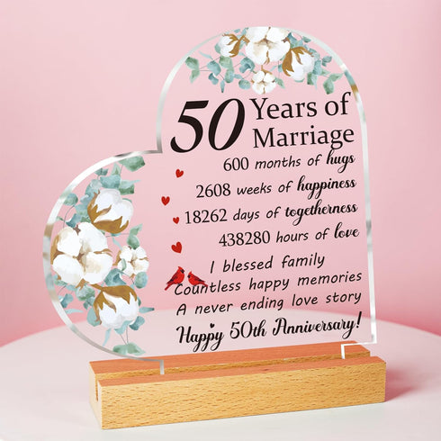 Golden Wedding Anniversary Gifts for Couple 50th Anniversary Plaque